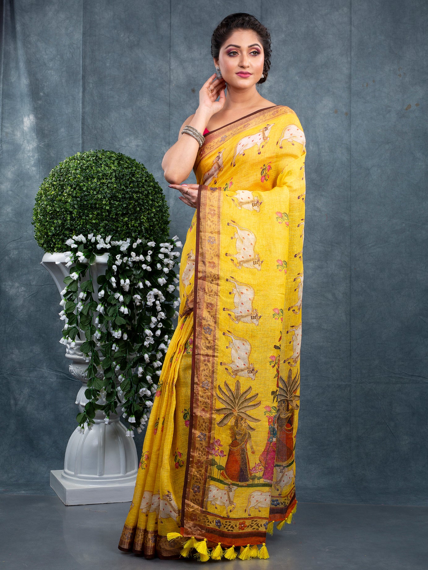 Linen kalamkari saree
