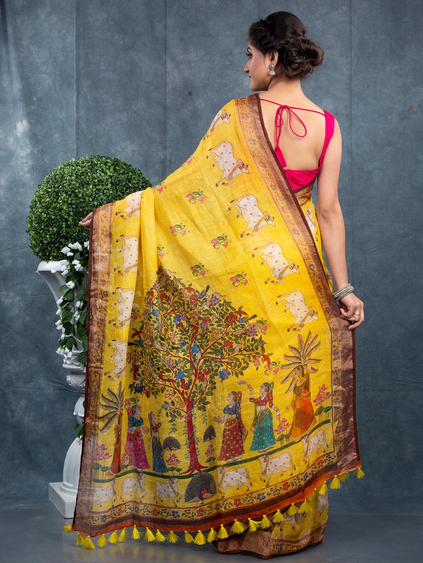 Linen kalamkari saree