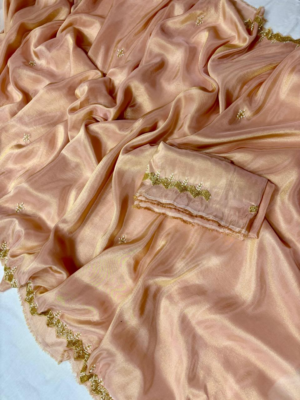 FINE TISSUE SILK HAND EMBROIDERY SAREE