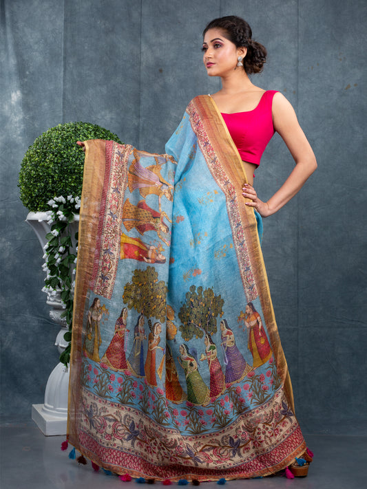 Linen digital Printed saree