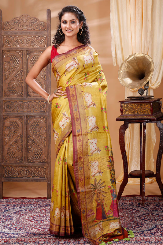 Premium quality tussar saree with silk mark certified