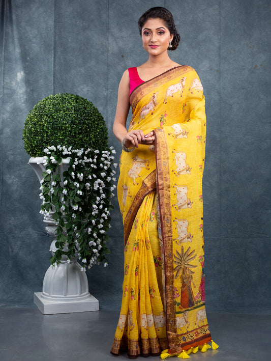 Linen kalamkari saree