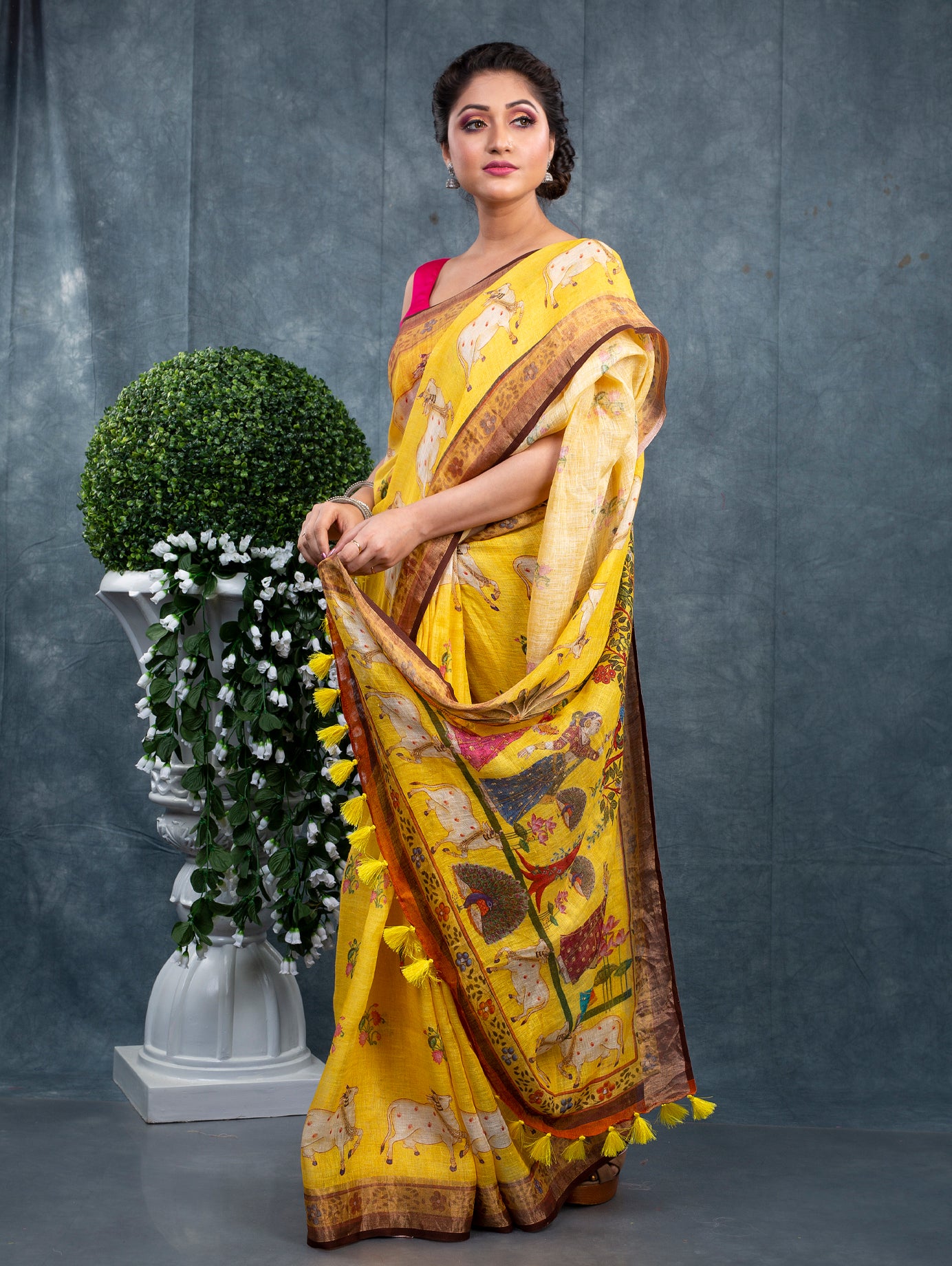 Linen kalamkari saree